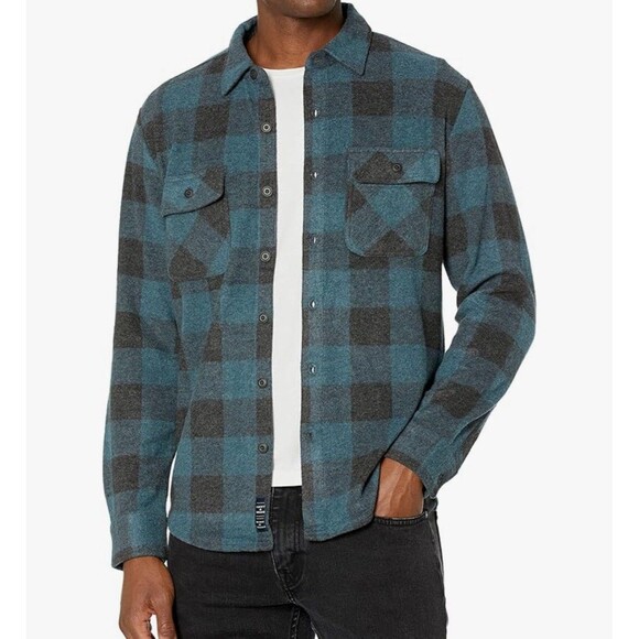 Lucky Brand Men’s Plaid Brushed Jersey Blue Shirt Sz XXL Soft Cozy Gorpcore - Picture 1 of 8